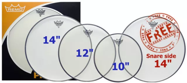 Remo 10,12,14 Clear Ambassador Drum Head Pack (NEW)