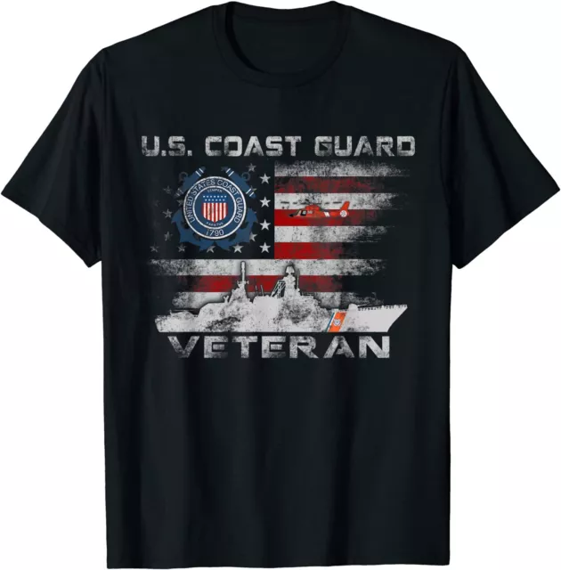 NEW LIMITED US Coast Guard Veteran, Vintage Veteran Flag Gift Idea T-Shirt S-3XL