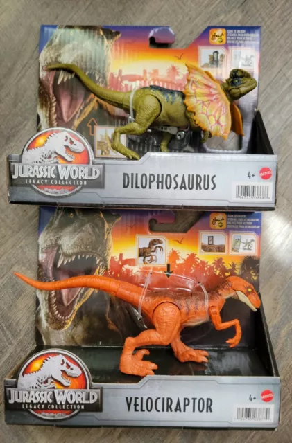 JURASSIC WORLD LEGACY Collection Dilophosaurus Velociraptor set of 2 ...