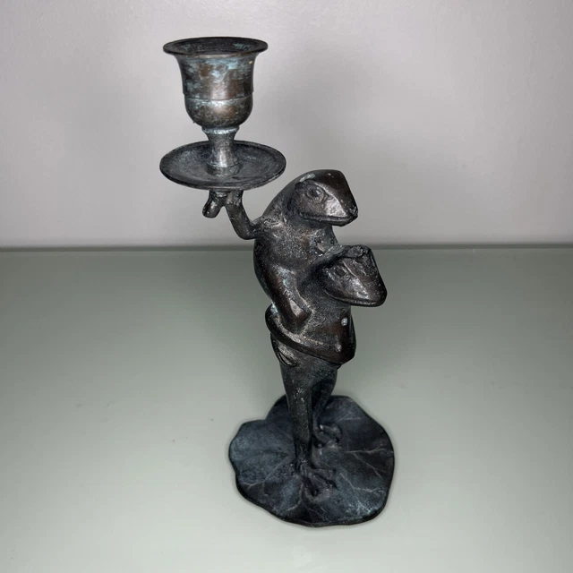 two frogs Metal Candlestick Holder Piggyback Lily Pad San Pacific korea