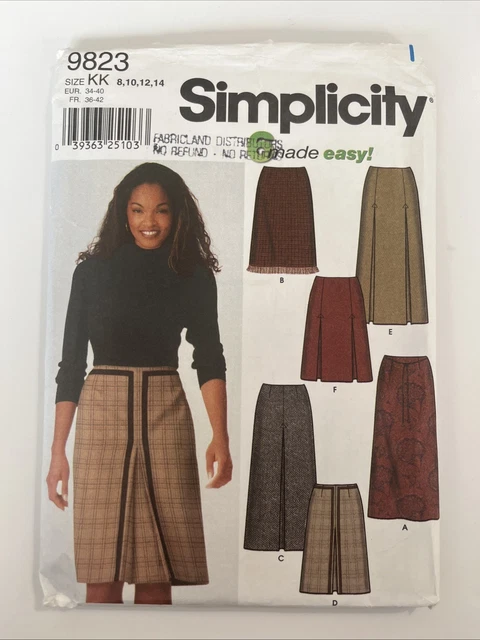 UNCUT VINTAGE SIMPLICITY 9823 Sewing pattern Office Skirts Women Sz 8 ...
