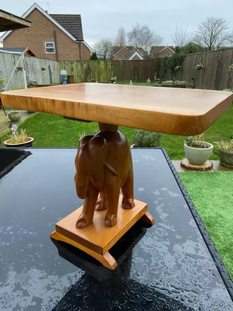 Lovely Vintage Indian Elephant Carved Wooden Table