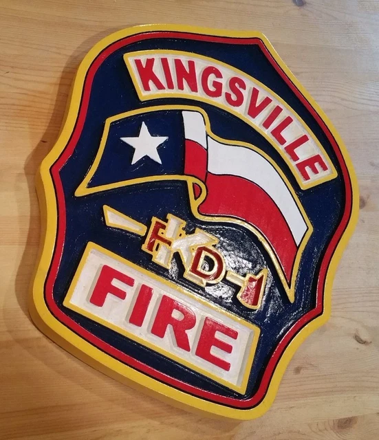 FIRE DEPARTMENT KINGSVILLE 3D routed wood award patch plaque sign ...