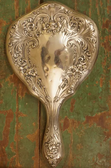 Antique Art Nouveau Wilcox Roth Co. Sterling Silver .925 Hand Vanity Mirror 1070