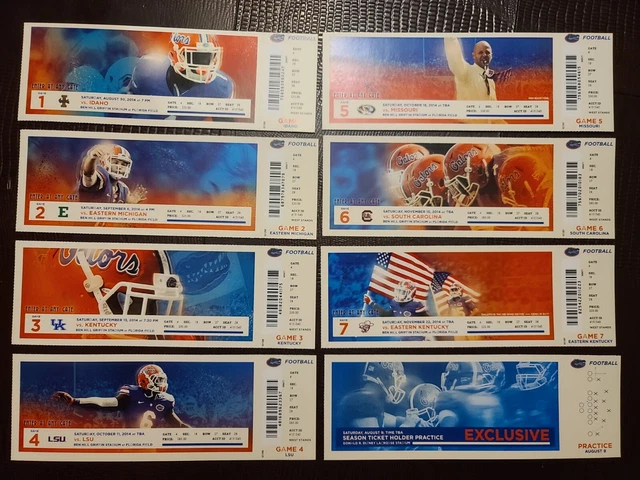 2014 FLORIDA GATORS Full Season Home Tickets Stubs 8 tckt Set Lot