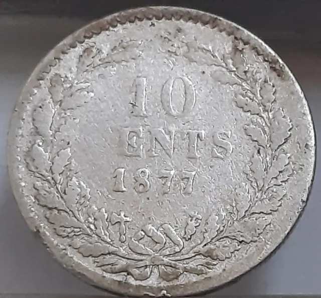 Netherlands 10 Cents 1877 KM#80 Silver King William III (3829)