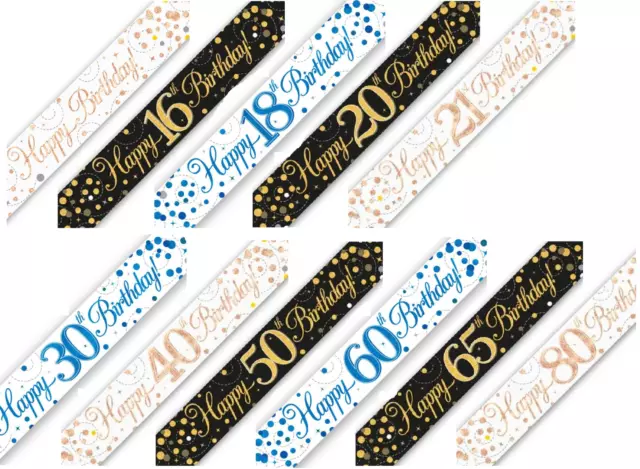 9ft Holographic Foil Banner Sparkling Fizz Birthday Party Wall Door Decoration