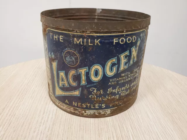 Vintage Lactogen Tin Nestle Product Made in Australia Missing Lid