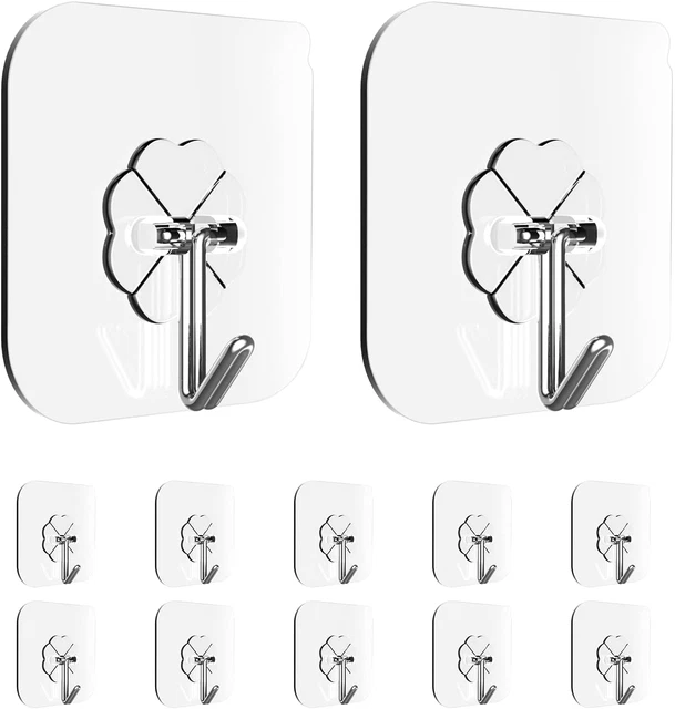 Adhesive Hooks for Hanging 12 Packs Heavy Duty Wall Hooks Removable Waterproof B