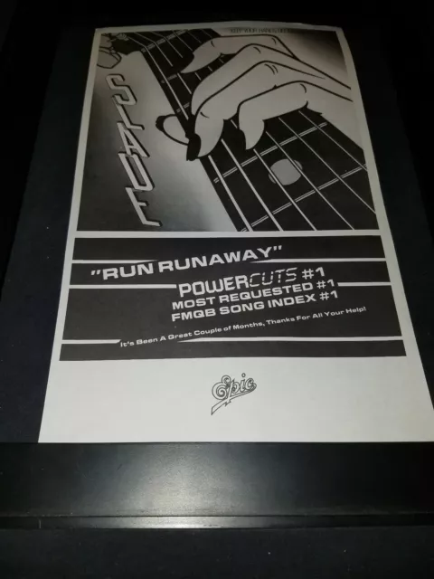 Slade Run Runaway Rare Original Radio Promo Poster Ad Framed!