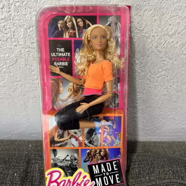 2015 Barbie Made to Move Ultimate Posable Doll Orange Top  Slight Box Wear