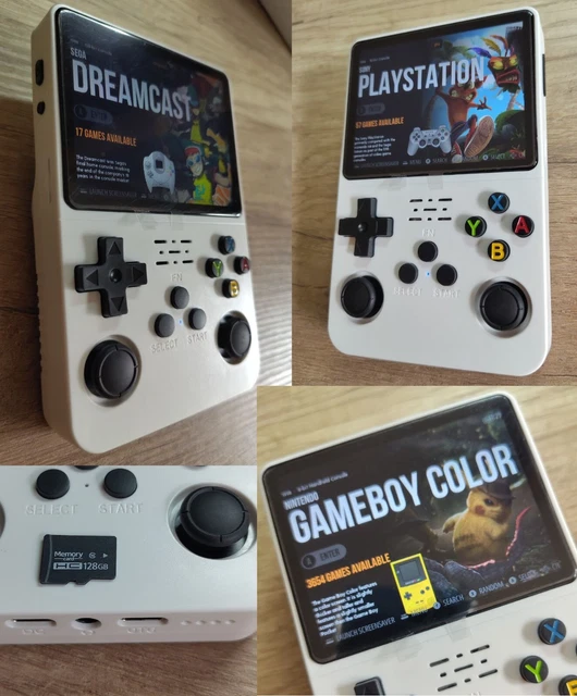 Bewinner Console de Jeu vidéo Portable rétro R36s 3,5 avec Prise en Charge Dual Style Linux/Garlic, Console rétro avec Double joysticks 3D, Blanche, 64 Go