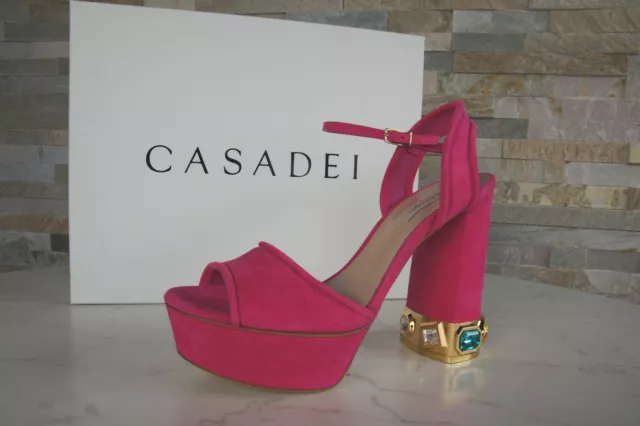 Casadei Size 37 Ankle-Strap High Heels Evening Shoes Pink New Previously