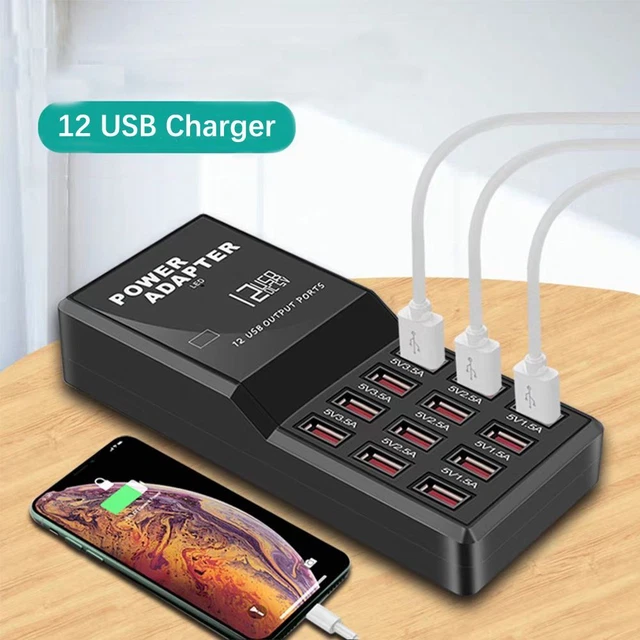 12 Port Alimentation électrique Station de recharge Chargeur de téléphone USB