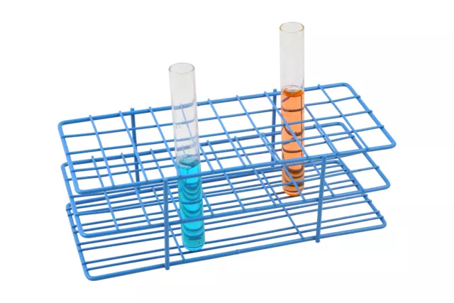 Blue Epoxy Coated Steel Wire Test Tube Rack, 40 Holes, 4 X 10 Format