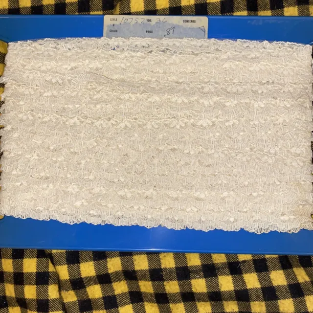 Vintage Reel 3/4” inch Wide Ruffled Ivory Lace Floral Trim Hem Facing 36 Yds NOS