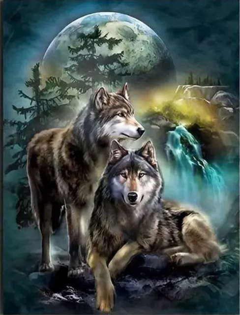 Diamond Painting Wolf Wölfe 30 x 40 cm Diamant Malerei basteln Bastelset groß