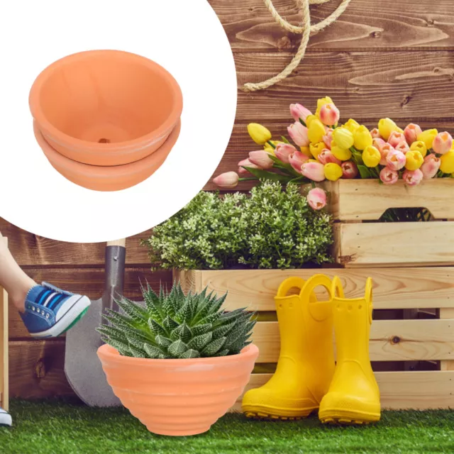 2 Pcs Terracotta Threaded Planter Indoor Pots for Plants Small Clay Planters