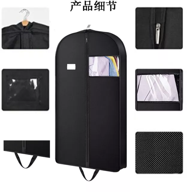 1Pc Travel Suit Bag Clothes Carrier Cover Breathable Hanging Garment Bag, Black