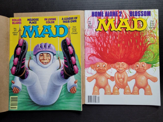 Mad Magazine ~ Lot 2 Issues ~# 317 Rollerblading + # 318 Trolls ~ W/Mailer!