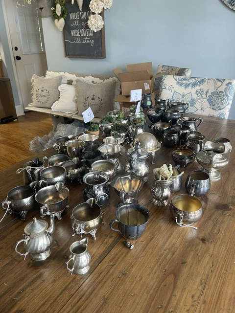 Vintage Silver plated Sugar And Creamers- Lot Of 57