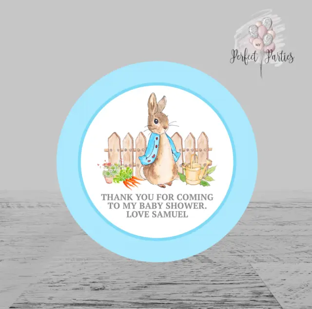 35 Personalised Peter Rabbit Baby Shower Baby Boy Thank You Stickers
