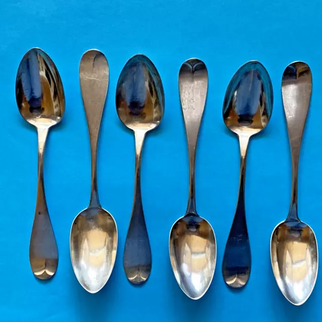 Antique Set of 6 Coin Silver RICHARD GOVE NH Silversmith Teaspoons Circa 1830's