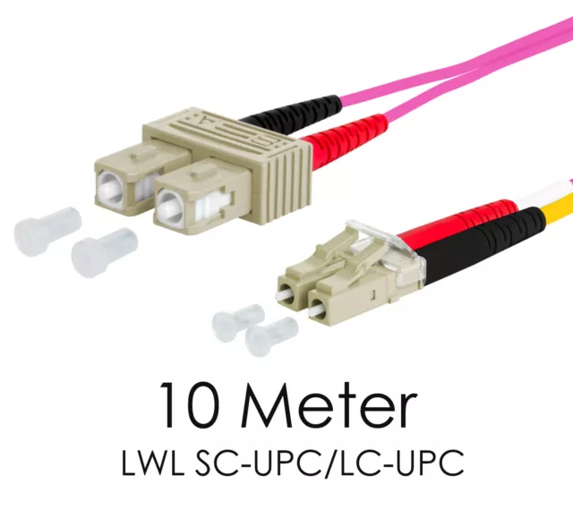 10M LWL Duplex Câble Sc-Upc / Lc-Upc 50/125µm OM4 Pièce Corde Fiber FC LWL15