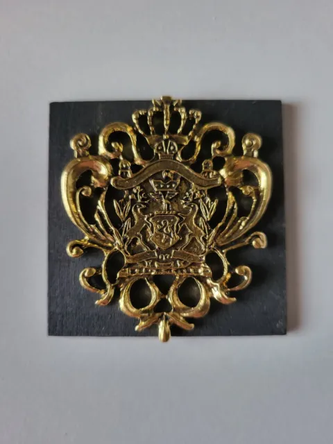 Dolls House - Handmade Ooak Gold Mounted Coat Of Arms Emblem Plaque 1/12Th Scale