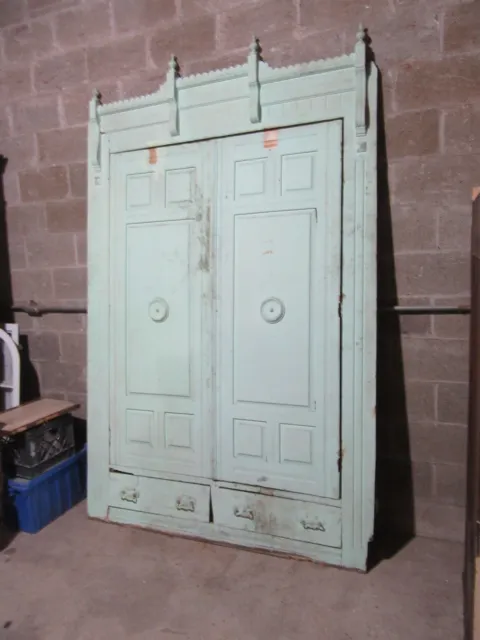 ~ Antique Carved Oak Closet Front Linen Cabinet 63 X 99 ~ Architectural Salvage