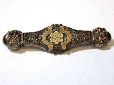 Victorian Old Bar Or Collar Pin Ornate Gold Tone C-Clasp