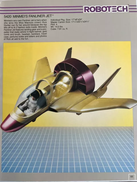 Rare vintage print ad 12” Robotech,￼ MINMEI'S FANLINER JET, ￼Matchbox Catalog￼