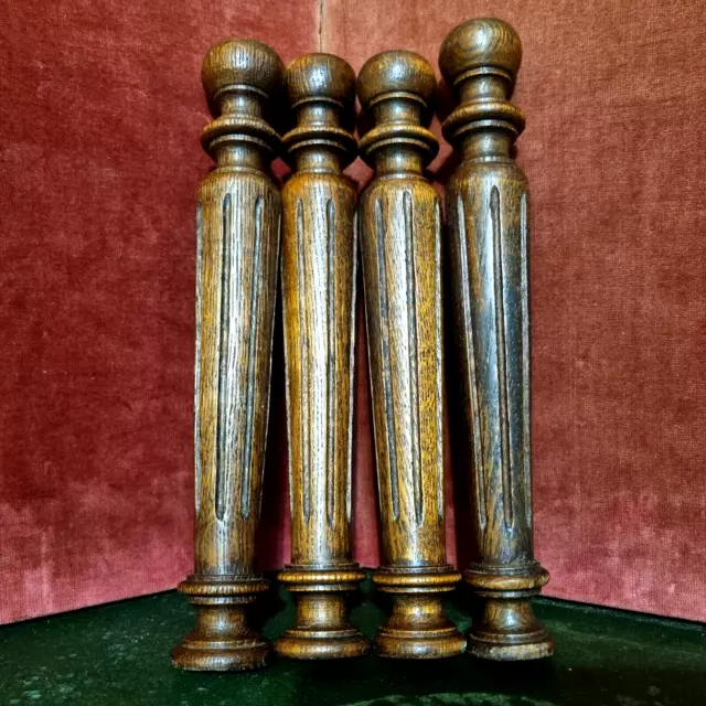 4 Baluster groove wood carving column 11 in Antique French architectural salvage