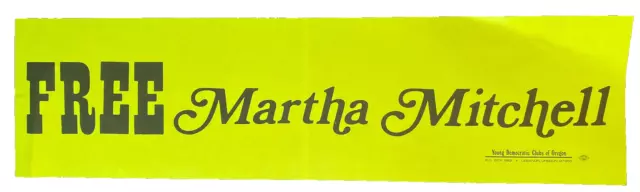 Free Martha Mitchell Bumper Stickers Watergate Young Democrats Club 1972