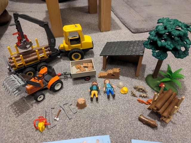 Playmobil Country 6538 Timber Transport Truck Wagon & 6814 Lumber yard, tractor
