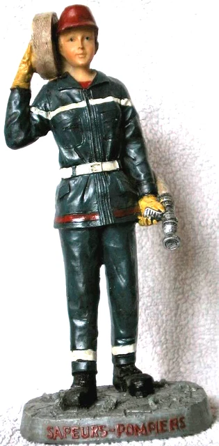 Statuette Sapeur-pompier Avec Chat - Résine 30 Cm - Figurine Collection N°036