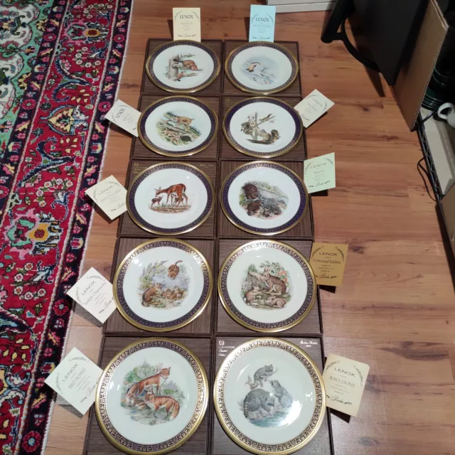 Lenox Boehm Woodland Wildlife Plates 1973-1982 Complete Set 10 W/Original Box