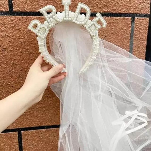 Bride Headband Veil Alice Band Pearl Bridal Shower Hen Party' FAST