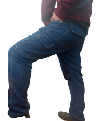 Pantaloni Uomo Cargo jeans da lavoro con Tasche Laterali Multi-tasche tasconi 3