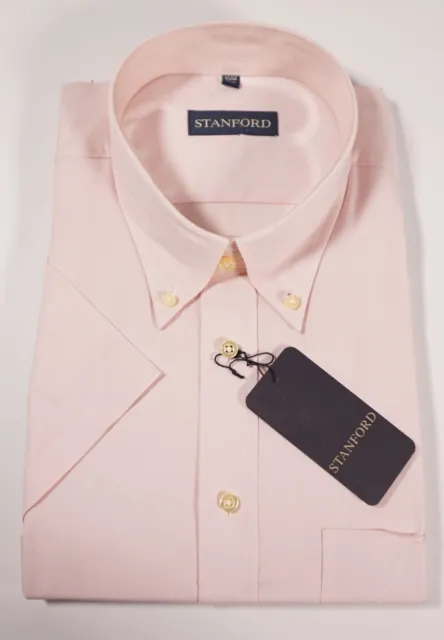 Original Stanford modernes Herren Hemd rosa Buisness kurzarm Größe 45 / 46/ XXL