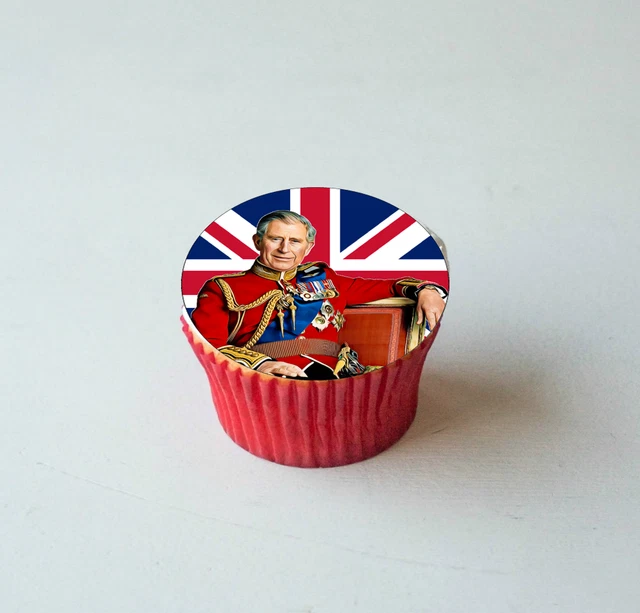 KING CHARLES CORONATION 30x4cm TOPPER TORTA ROTONDI CARTA DI RISO