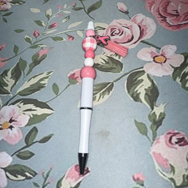 Handmade Bead Pen Breast Cancer Awareness