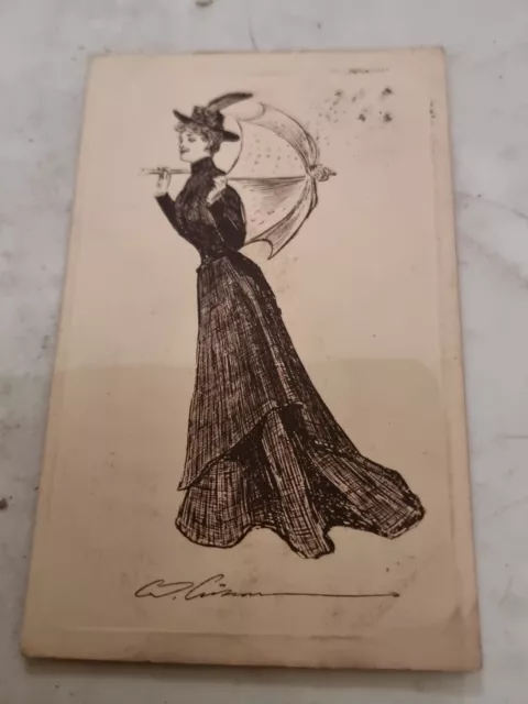 Postcard. Glamour. Woman. Artist Drawn. Vintage. 1908