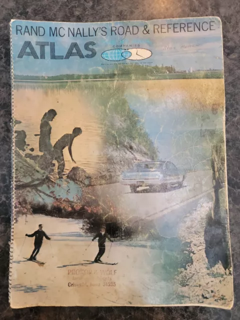 1974 Rand McNally Reference & Road Atlas Vintage US Maps  Griswold Iowa abused
