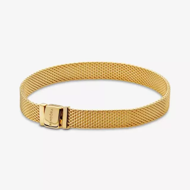 New 100% Authentic Pandora Shine Gold Reflexions Mesh Bracelet 568666C00-15cm