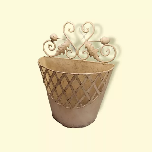Farmhouse Shabby Style Chic Planter Wall Pocket Holder metal sturdy  vintage