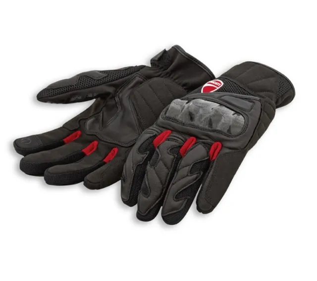 DUCATI Spidi CITY C3 Leder Textil Handschuhe Gloves schwarz rot NEU