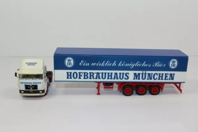 hg1539, Alter Herpa LKW Sattelzug MAN Hofbräuhaus München Bier 1:87 / H0