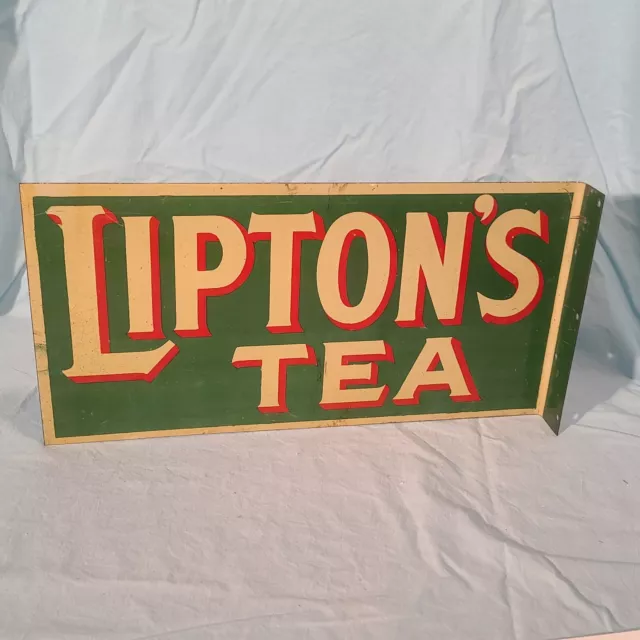Vintage Lipton's Tea Side, Wall Mount Metal Sign, Associated Adv. Co.