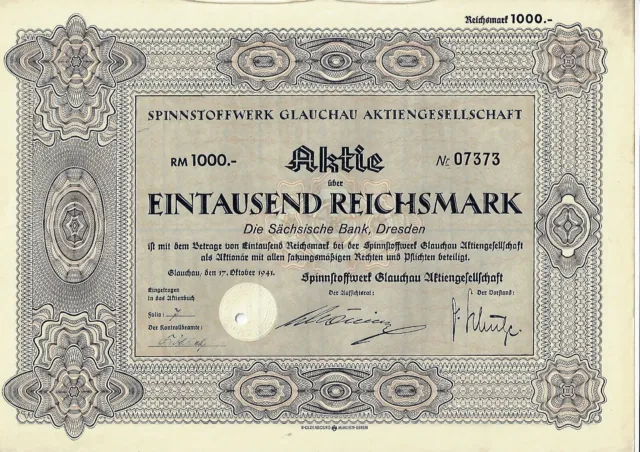 Spinnstoffwerk Glauchau Aktiengesellschaft, 1941, 1000 RM